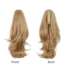 16英寸夹式马尾辫接发，女士卷曲波浪马尾辫接发，适用于各种场合，轻盈防滑。 - 彩色 - 查看 16