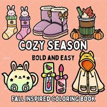 GDTME 1 Pc Children's Coloring Book "Cozy Seasons": Bold And Simple Pattern Coloring Book, Suitable For Adults, Adorable Painting Book, Perfect Gift For Christmas, Halloween And Birthday - Coloring Cozy Scenes, Stress Relief: Suitable For Friends Who Enjoy Coloring (Coloring Cozy Spaces) - COZY SEASON - View 11