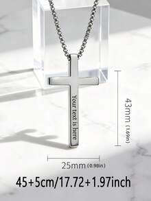 1pc Customizable Personalized Cross Pendant Necklace With Engraving - Customizable With Name/Date/Message/Phone Number, 1-4 Sides Of Text Available. Custom Necklace, Text Customization, Stainless Steel Jewelry, Personalized Necklace, Custom Gift, Jesus Christ Cross Pendant - Unisex Gift - Valentine's Day, Birthday, Anniversary, Christmas, Ramadan Gift. - Multicolor - View 6