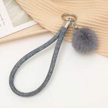 1pc Otter Fur Plush Pendant, Versatile Bag/Phone/Key Chain Accessory - Navy Blue - View 11