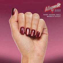 Artificial Fake Press Ons, 419 Magnetic, Cherry Mocha, Short Squoval, File, Glue And Prep Pad Included, 30 Nails - 1 - 查看 2