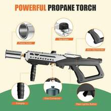 Powerful Propane Torch Gun, Kitchen Torch With Adjustable Flame, Flamethrower Blow Torch Gun Gas Welding Kits For BBQ, Searing Steak, Camping & Charcoal Torch Lighter(Tank Not Included) - Silver - View 7