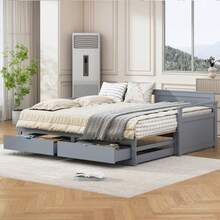 Bed Frames - Gray + Solid Wood - View 1