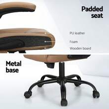 Massage Office Chair PU Leather 2 Point Ergonomic Gaming Computer Desk Recliner Chairs Armchair For Room Executive Home Up To 105 Degree Back Recline Adjustment Espresso - Sand - View 5