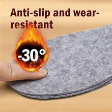 1双羊毛毡鞋垫，5毫米厚，冬季保暖鞋垫，舒适透气，可水洗不掉毛不褪色 - 灰色 - 查看 7