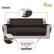 Sofa Slipcover Reversible Loveseat Sofa Cover Couch Cover For 2 Cushion Couch Furniture Protector With Elastic Straps For PetsDog Cat Oversized Loveseat, Chocolate/Ivory - Multicolor 1996 - View 2