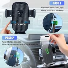 Soporte Celular Automóvil Base Porta Móvil Auto Giratorio 360° con Botón de Liberación Uso con Una Sola Mano para iPhone 16 15 14 13 12 Pro MAX 11/ XR/XS/X Galaxy S24 S23 S22 Ultra - Larga - Ver 6