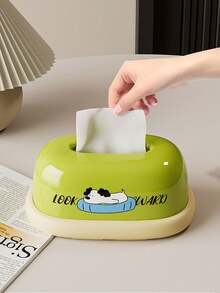 1pc Tissue Box/Napkin Holder, Cute Spring-Loaded Tissue Box For Living Room, Home Use, Creative Desktop Tissue Box - Multicolor - View 3