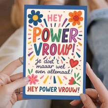 1pc Empowering Dutch "Power Vrouw" Greeting Card With Envelope (11cm16cm&4.33in6.29in) - "Hey Power Vrouw" Design, Vibrant Scene With Floral & Typography Art, Perfect For Strong Women & Friends, Ideal For Anniversaries & Empowerment Celebrations, Dutch Theme Card - Multicolor - View 6