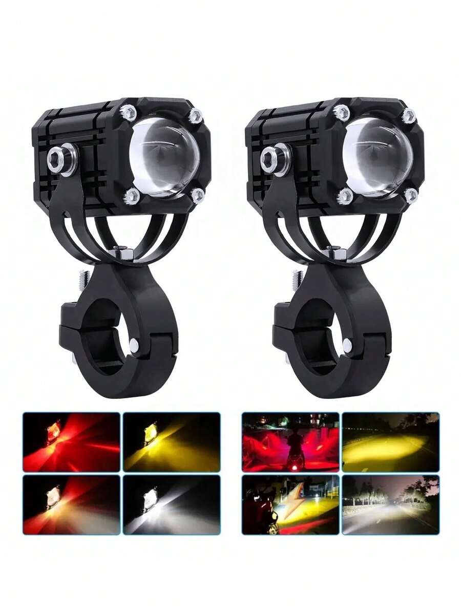 2pcs LED Auxiliary Headlights With Dash 4 Mode For Car Motorcycle - 紅色 - 查看 1