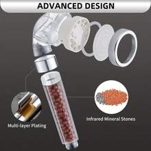 1pc High-Pressure Filter Shower Head, 3-In-1 Digital Display Filter Shower Head With LED Colorful Color-Changing Light, Handheld Filter Shower Faucet, Equipped With Digital Temperature Display And Negative Ion Filter Water Spray Device, Suitable For All Skin Types, Bathroom Accessories Bathroom Accessories Bathroom Tools - Multicolor - View 10