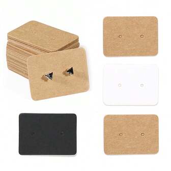 50 st/100 st 2,5x3,5 cm vintage örhängesdisplaykort, tomma kraftpappersörhängeshållarkort för smyckesförpackning, display och prismärkning