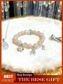 Crystal Beaded Bracelet For Women, Glass & Synthetic Crystal Bracelet, Elegant Adjustable Stretch Bracelet With  Flower Beads, Dainty Bohemian Beaded Jewelry Gift - 彩色 - 查看 3