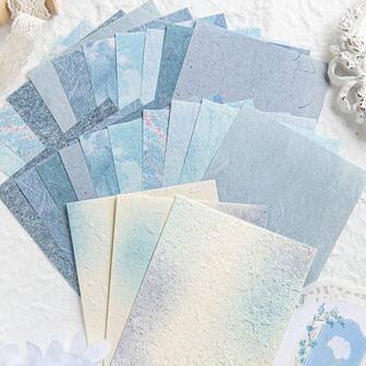 23 piezas de Papel de Scrapbooking con Estilo Vintage Ombre, Papeles Decorativos Coloridos para Diario/Planificador, Hojas de Collage Mixtas, Notas Memo Escriturables sin Adhesivo, Suministros de Manualidades DIY