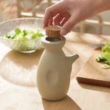 1个10.99盎司粗陶油瓶，配圆形软木塞。高性价比酱油瓶、调味料罐、复古风格醋瓶、蜂蜜果酱辣椒油瓶，适用于家庭厨房、餐厅和寿司店。 - 彩色 - 查看 2