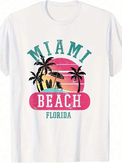 Camiseta Retro Cool Miami Beach para Hombres y Mujeres, Playas de Florida