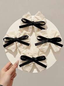 1/2/4pcs Girls' Bow Hair Clips, Cute And Fashionable Hair Clips, Suitable For The Side, Fringes, Ponytails, Half-Up Hairstyles. Simple Hairstyle Accessories, Suitable For Daily Decoration, Dates And As Gifts, For Use In Autumn And Winter Hairstyles. - Multicolor - View 5