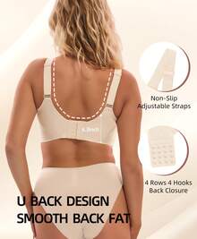 Women's Minimizer Bra Wireless Full Coverage Seamless Comfort Plus Size No Underwire Everyday T-Shirt Bra - Skin Color - View 4