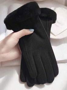 1 par de guantes de mujer para otoño e invierno, guantes táctiles acolchados y reforzados para prevenir el frío, guantes lindos para estudiantes que montan bicicletas, cálidos y cómodos, adecuados para deportes y uso diario, guantes de mujer para pantalla táctil con terciopelo grueso, a prueba de viento y resistentes al frío, guantes lindos para estudiantes que montan bicicletas eléctricas