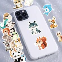 56 Peças Adesivos de Animais Doodle em Aquarela Cartoon, Adesivos Personalizados Coloridos e Fofos, Não Repetitivos, Adequados para Capas de Telefone, Scrapbooking, Garrafas de Água, Skates, Laptops, Suprimentos de Escritório, Decoração de Carros, Planejadores, Bagagem, Recompensas de Sala de Aula, Interação Pais-Filhos, Presentes de Aniversário, Selos de Lancheira - Multicolorido - Visão 7