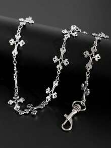 1pc Fashionable Metal Cross Chain, Punk Style Jeans Chain, Men's Accessory Gift - Silver - View 4