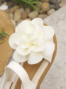 1 Paar modische, süße und vielseitige Feenstil Anti-Rutsch Flache Sandalen, ein Muss für Kleine, geeignet für den Sommer - Weiss - Übersicht 6