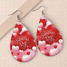 1 Pair, Heart Pattern Heart-Shaped Acrylic Earrings For Women - Lightweight And Double-Sided - Perfect Valentine's Day Gift - Multicolor - View 1