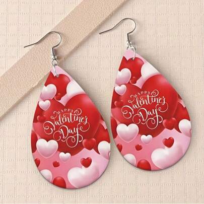 1 Pair, Heart Pattern Heart-Shaped Acrylic Earrings For Women - Lightweight And Double-Sided - Perfect Valentine's Day Gift