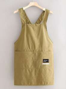 1 قطعة مريلة قطنية كتانية بأربطة عريضة وجيوب، بتصميم بنطلون مناسبة للمطبخ والحديقة والطهي - متعدد الألوان - مشاهدة 15