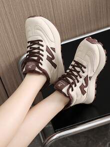 Women's High-Top Snow Boots, New Winter Warm Thick Plush Lining Thick Sole Sneakers, Casual Sports Multi-Function Running Outdoor Shoes - Brown - View 7