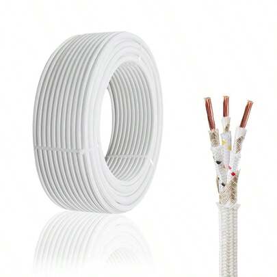 11 Gauge 3 Conductor High Temperature Wire 16.4Ft 76932 11 AWG Mica Fiberglass 3 Core Copper Wire Insulated Heat Resistant High Temp Flexible Cable For Lamp Boiler Heater Kiln Application With Superior Thermal Insulation And Electrical Performance In Industrial And Heating Equipment Environments