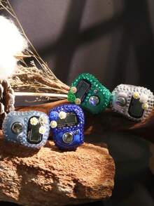 1pc/5pcs/10pcs Ramadan Spring Prayer | Arabic Style Flower & Rhinestone Enamel Counter, Portable Rosary Beads Pendant - Multicolor - View 6