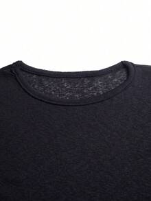 Y2K 女士透视T恤，夏季弹力长袖圆领修身性感沙滩露脐上衣 - 黑色 - 查看 6