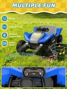Joystroll 2-Seater 4WD Ride On UTV Truck, Electric Car With Remote Control, Music & Story Function, Ideal Gift For Xmas & Birthday - Blue - View 5