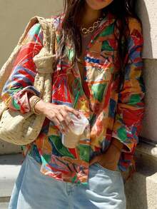 Áo sơ mi nữ phong cách đường phố, dạo phố, đi làm, nhuộm loang màu, phong cách Bohemian, du lịch biển, thời trang xuân hè 2026 - Nhiều màu - Xem 7