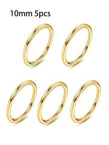 1Pc Unisex Gold Stainless Steel Piercing Ring - Open/Seamless Design For Nose, Ear, Navel & Lip, Fashion Body Jewelry