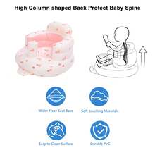 Asiento inflable para bebé con bomba de aire, sofá con soporte lumbar para bebé, estampado de conejito, silla inflable para sentarse - Rosa - Ver 3