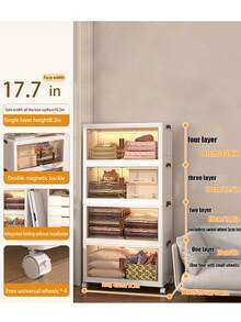 5layers  Home Decorations Display Rack Big Capacity Storage Cabinet Plastic Foldable Shoe Shelf Collapsible Clear Shoe Boxes Stackable With Door Easy Assembly Living Room Stuff - Blanco - Ver 14