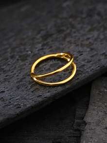 18G Titanium Double Hoop Nose Septum Ring/Hinged Segment Ring/Ear Cartilage Hoop/Ear Helix Hoop/Ear Tragus Hoop/Ear Conch Hoop/Ear Rook Hoop/Minimalist Earrings - Gold - View 5