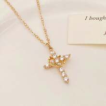 Cross-Border Foreign Trade Hot-Selling Rotating Crown Cross Earrings For Women  Same Style Micro-Inlaid  Earrings Necklace - 十字架項鍊 - 查看 1