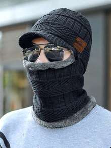 1 pieza Máscara de invierno de punto a prueba de viento para hombres, máscara de esquí con 1 orificio, pasamontañas de punto cálido unisex, gorro de esquí forrado térmicamente casual, adecuado para uso al aire libre y diario