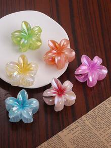 6个夏威夷风情花朵发夹，印花波西米亚风花朵发夹，度假风芙蓉花发夹，可爱大号发夹，适合所有发质，鸡蛋花发饰爪夹，冬季发夹 - 彩色 - 查看 12