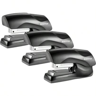 Office Heavy Duty Stapler 40 Sheet Capacity No Jam Half Strip Fits Into The Palm Of Your Hand For Classroom Office Or Desk Black 3Pack