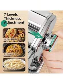 7档厚度可调意面机，配件齐全，可制作意大利面、千层面、馄饨、面条——耐用易用的厨房工具 - 彩色 - 查看 3