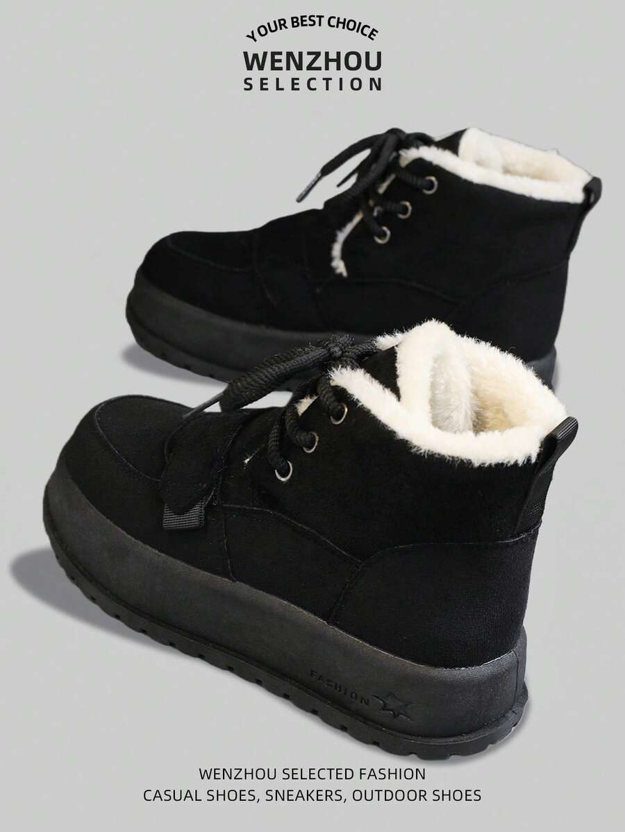 Women's High-Top Snow Boots, New Winter Style With Warm, Plush, Thick Soles, Chunky Sneakers, Casual Sports Multifunctional Running And Outdoor Shoes