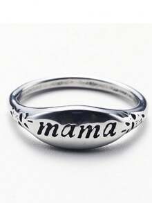 1枚/2枚/7枚装金/银刻字“妈妈”戒指，不锈钢素面钛钢戒指，男女皆宜，情人节、生日、婚礼、派对、日常佩戴皆可，附赠首饰盒 - 彩色 - 查看 25