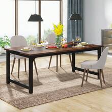 LITTLE TREE Rustic Black Modern Desk 63x31.5 Inch – Large Computer Workstation For Home Office, Study & Workspace - Brown - View 7