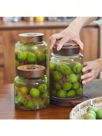 1pc Large Capacity Glass Fermentation Jar With Flip-Top Lid - Airtight, Leak-Proof, Perfect For Pickling, Sauerkraut, Wine Making, Kombucha - Reusable, Microwave , Round Container For Food Storage, Fermentation Container | Airtight Container | Durable Glass Jar, Fermentation Equipment