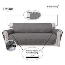Reversible Couch Cover For 3 Cushion Couch Sofa Cover For Dogs Water Resistant Furniture Protector Cover With Foam Sticks Elastic Straps For Pet Cat Sofa, Gray/Light Gray - 多色1976 - 查看 2