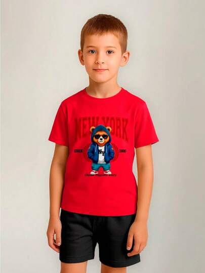 Camiseta E Bermuda Infatil Juvenil Urso Kit Promoçao Verao